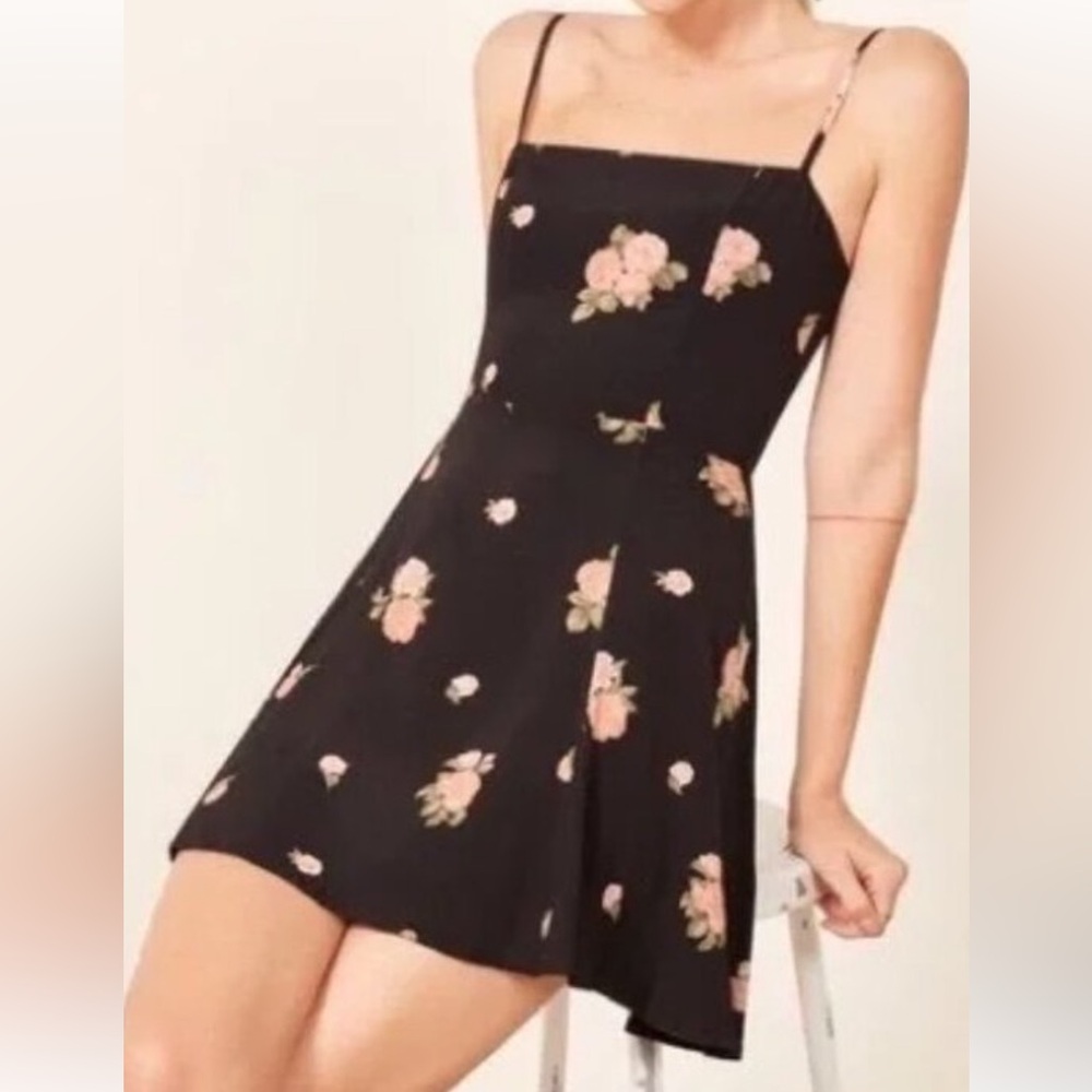 Reformation Floral Black Dress